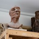 Clay model of "Three studies for a portrait"