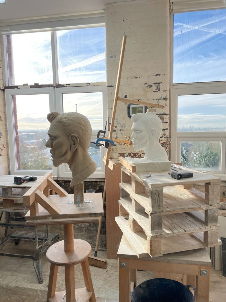 Finishing George in my studio