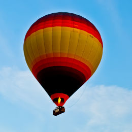 Balloons in the sky over the desert in Dubai