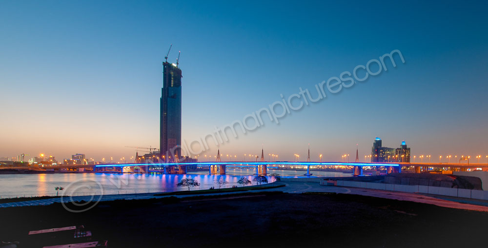 The view along the Dubai creek of Business Bay Bridge