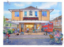 Blue skies, buses and the bakery