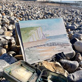 January at Cuckmere Haven sketch and paint tin at Cuckmere Haven