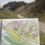 Flat light on a grey day South Downs Escarpment sketch