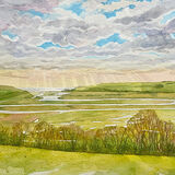 Cuckmere Meanders under broken cloud