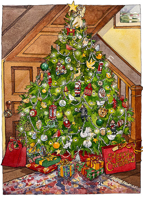 watercolour christmas tree