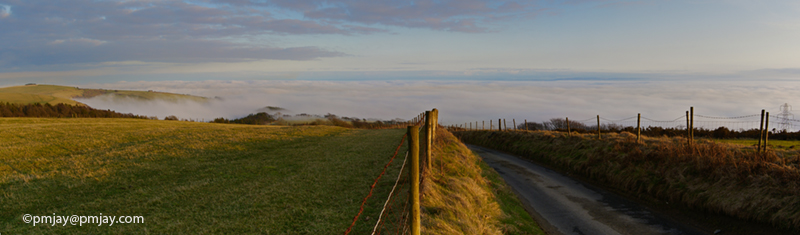 Evening fog over Bristol Channel