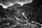 Ogwen Falls and Tryfan B&W