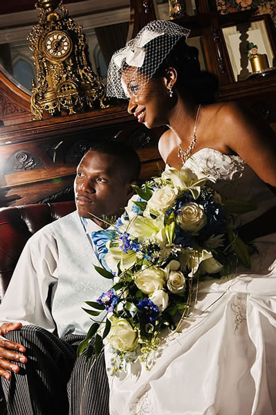 The handsome groom and his beautiful wife
