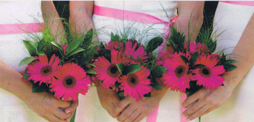 Bridesmaids posies in hot pink