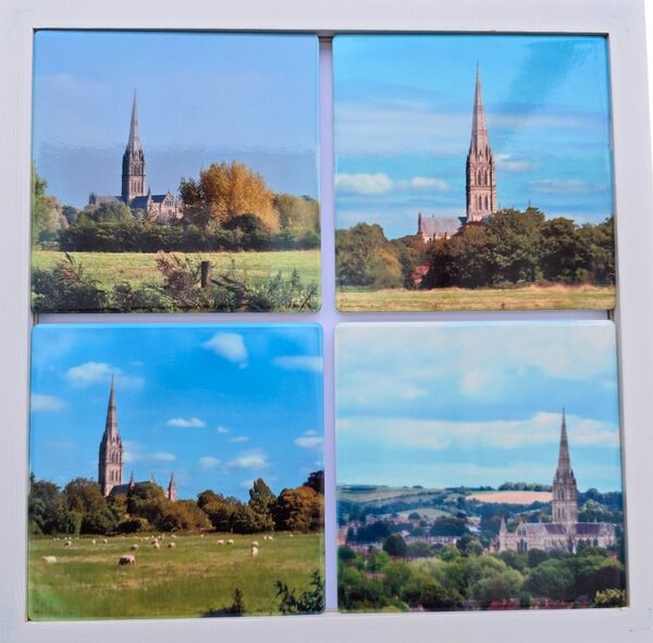 set of four Salisbury Cathedral ceramic coaster set