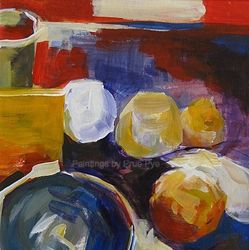 Blue Ceramic Bowl with Citrus