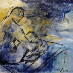 Seated Man - Dark Blues