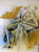 Woman in Blues and Ochres - SOLD