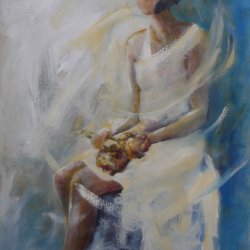 Young Woman with Flowers - SOLD