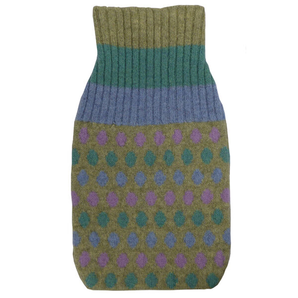 Hand machine knitted lambswool hot water bottle cover