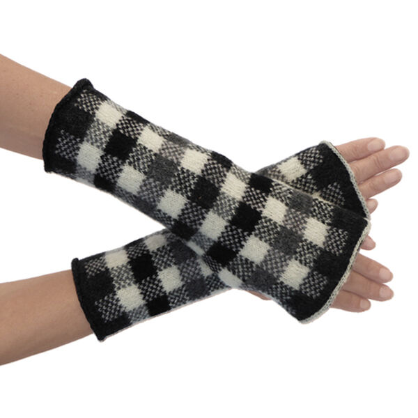 Hand machine knitted lambswool fingerless mittens