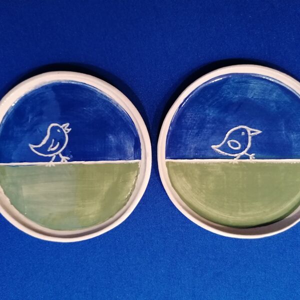 17a-b-Bird on a Wire Coaster Dish -for sale - £25 pair