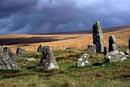 Stone row at Down Tor, Dartmoor.