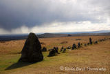 Merrivale stone row with storm passing