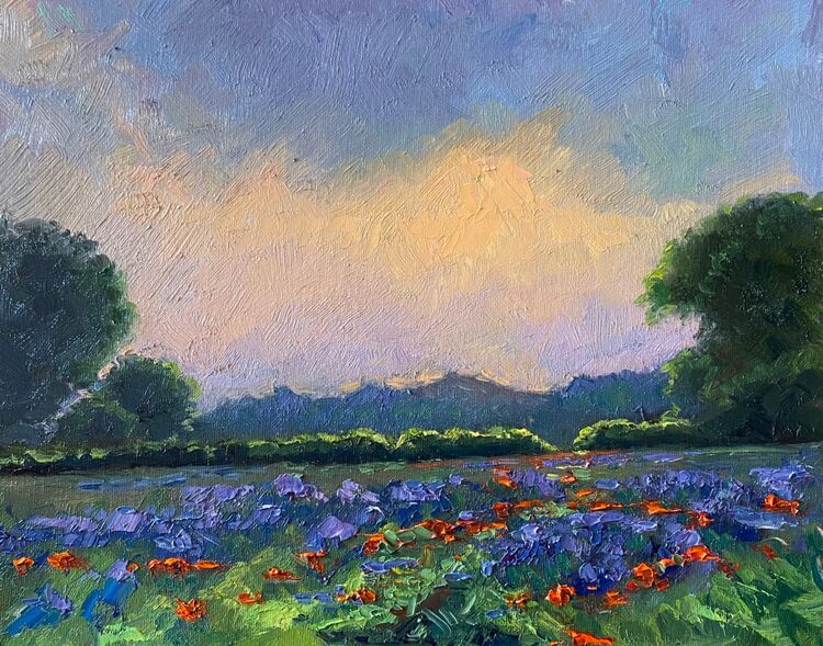 No 134: Poppies and Phacelia ( Early Morning)
