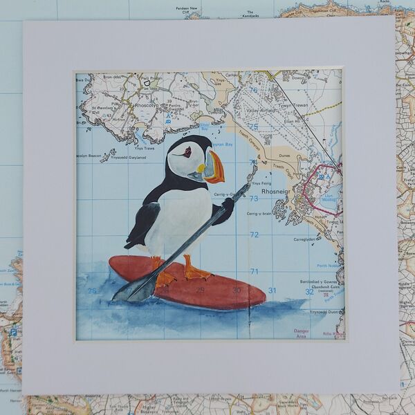 Paddleboarding Puffin at Rhosneigr