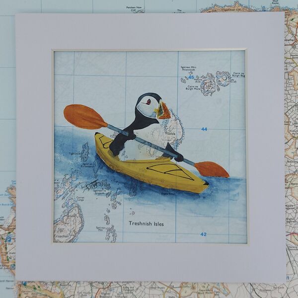 Kayaking Puffin in the Theshnish Isles