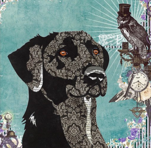 Dog - Animal Collage by Clare Thompson