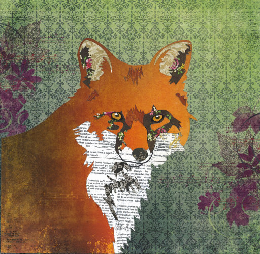 Fox - Animal Collage by Clare Thompson