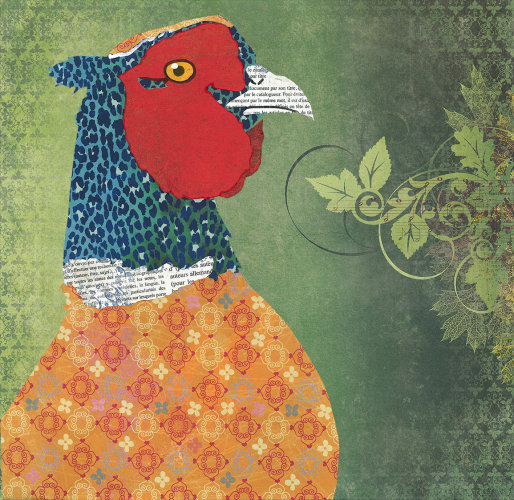 Pheasant - Animal Collage by Clare Thompson