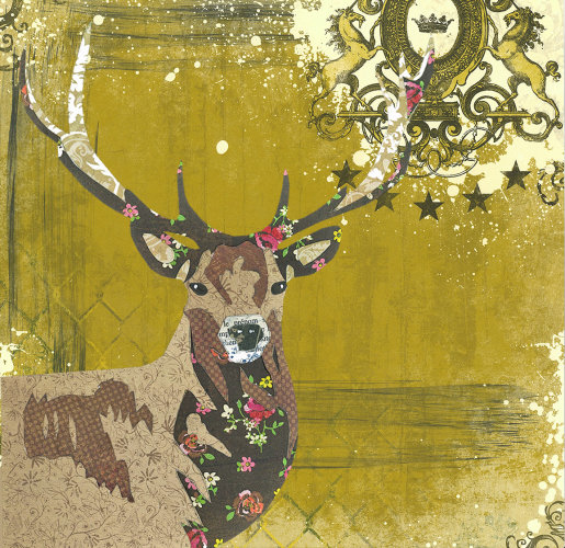 Stag - Animal Collage by Clare Thompson