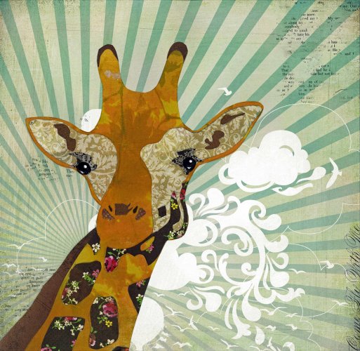 Giraffe - Animal Collage by Clare Thompson
