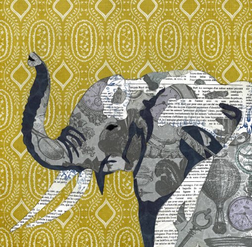 Elephant - Animal Collage by Clare Thompson
