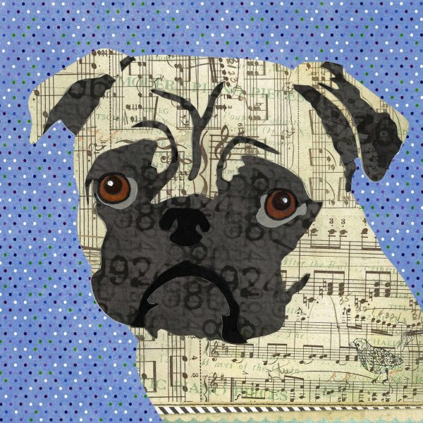 Pug - Animal Collage by Clare Thompson