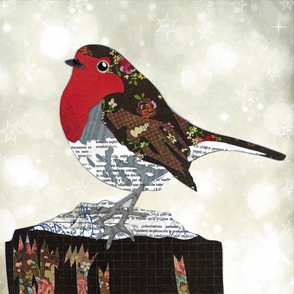 Robin - Animal Collage by Clare Thompson