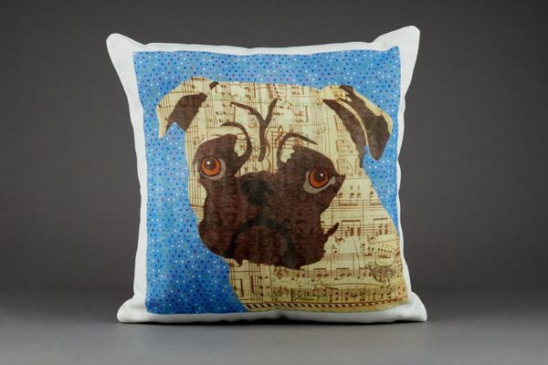 Pug Cushion by Clare Thompson