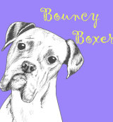 Bouncy Boxer Dog Breed Print by Clare Thompson