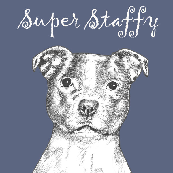 Super Staffy Staffordshire Bull Terrier Dog Breed Print by Clare Thompson