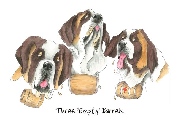 Three Empty Barrels - Blank Card