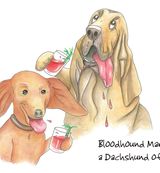 Bloodhound Mary and a Dachshund of Sauce - Blank Card