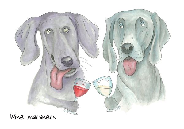 Wine-maraners - Blank Card