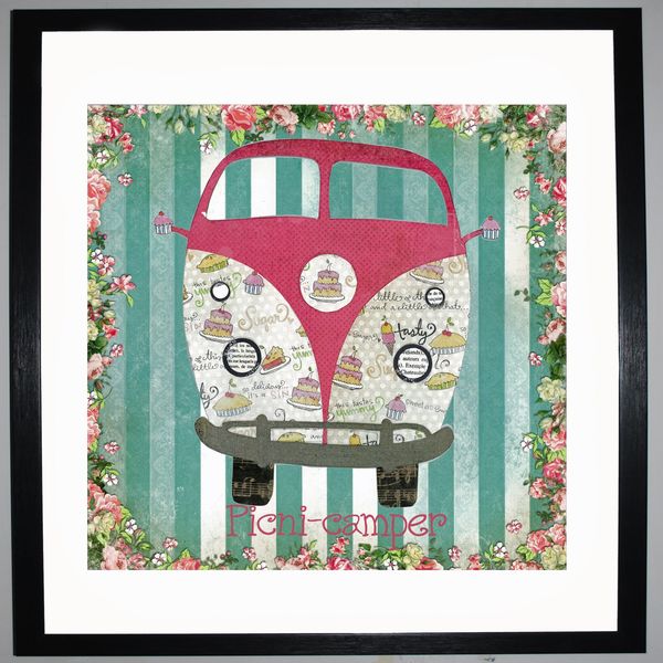 PICNI-CAMPER - VW Camper Collage by Clare Thompson