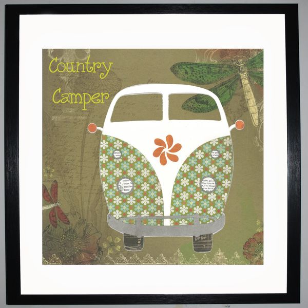 COUNTRY CAMPER - VW Camper Collage by Clare Thompson