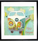 HIPPY CAMPER - VW Camper Collage by Clare Thompson