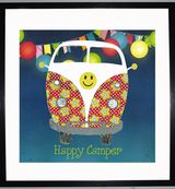 HAPPY CAMPER - VW Camper Collage by Clare Thompson