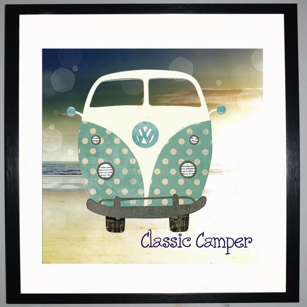CLASSIC CAMPER - VW Camper Collage by Clare Thompson