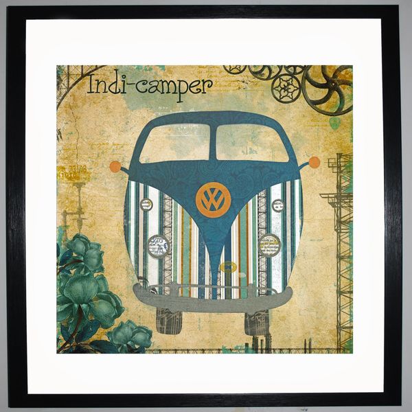 INDI-CAMPER - VW Camper Collage by Clare Thompson
