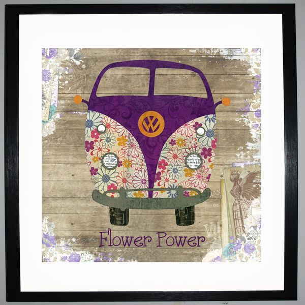 FLOWER POWER - VW Camper Collage by Clare Thompson