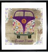 FLOWER POWER - VW Camper Collage by Clare Thompson