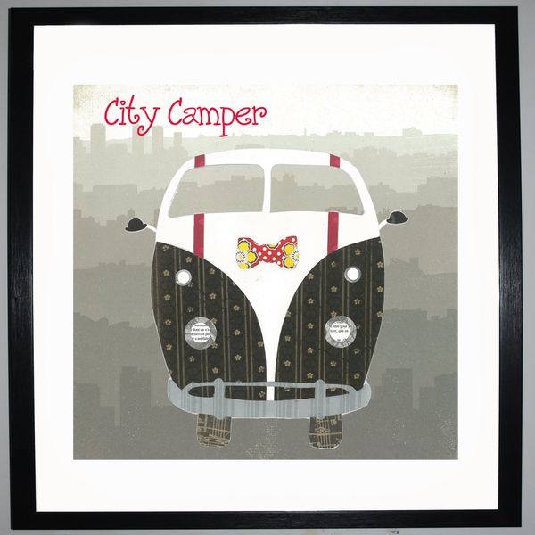 CITY CAMPER - VW Camper Collage by Clare Thompson