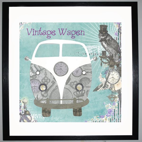 VINTAGEWAGEN - VW Camper Collage by Clare Thompson